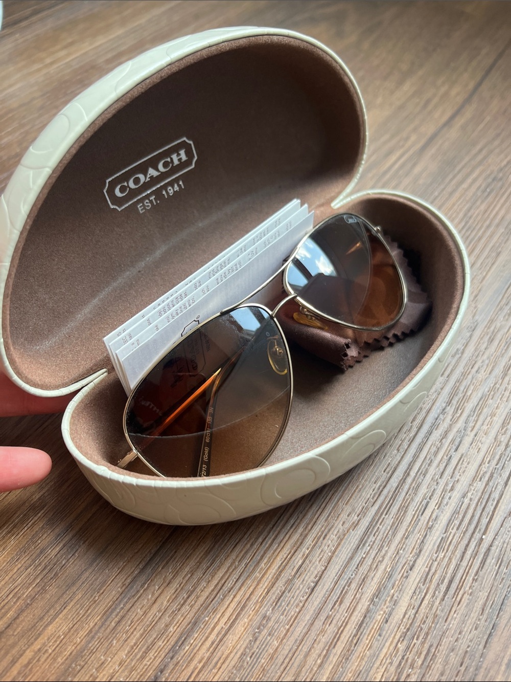 Coach Juliana Gold Aviator Sunglasses HC 7017 with Case